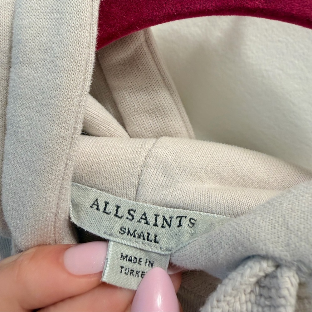 AllSaints Olivia Lucia Graphic Hoodie Cream Oversized Small - Picture 4 of 7